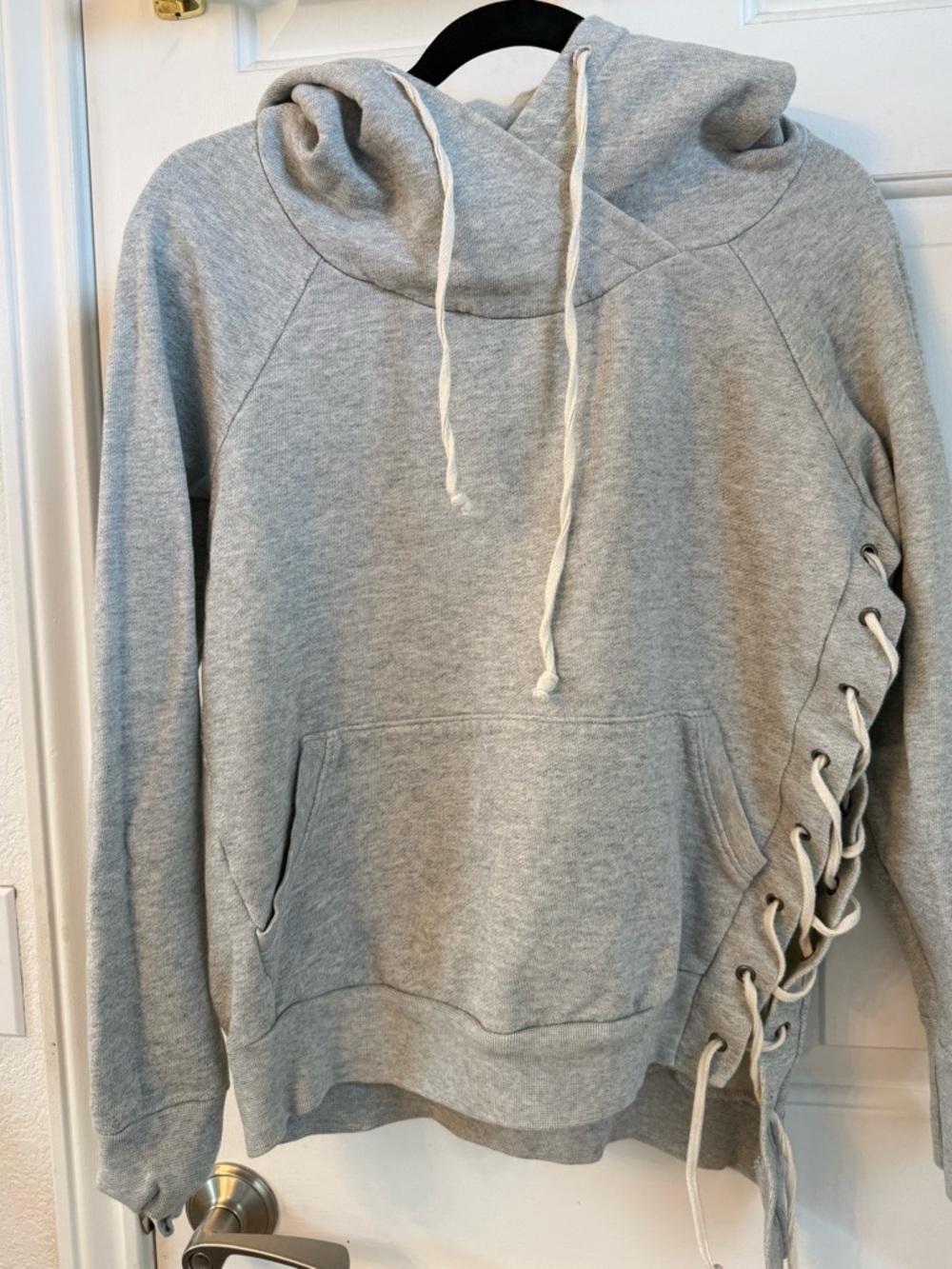 NSF Cozy Gray Lace-Up Hoodie with Drawstring